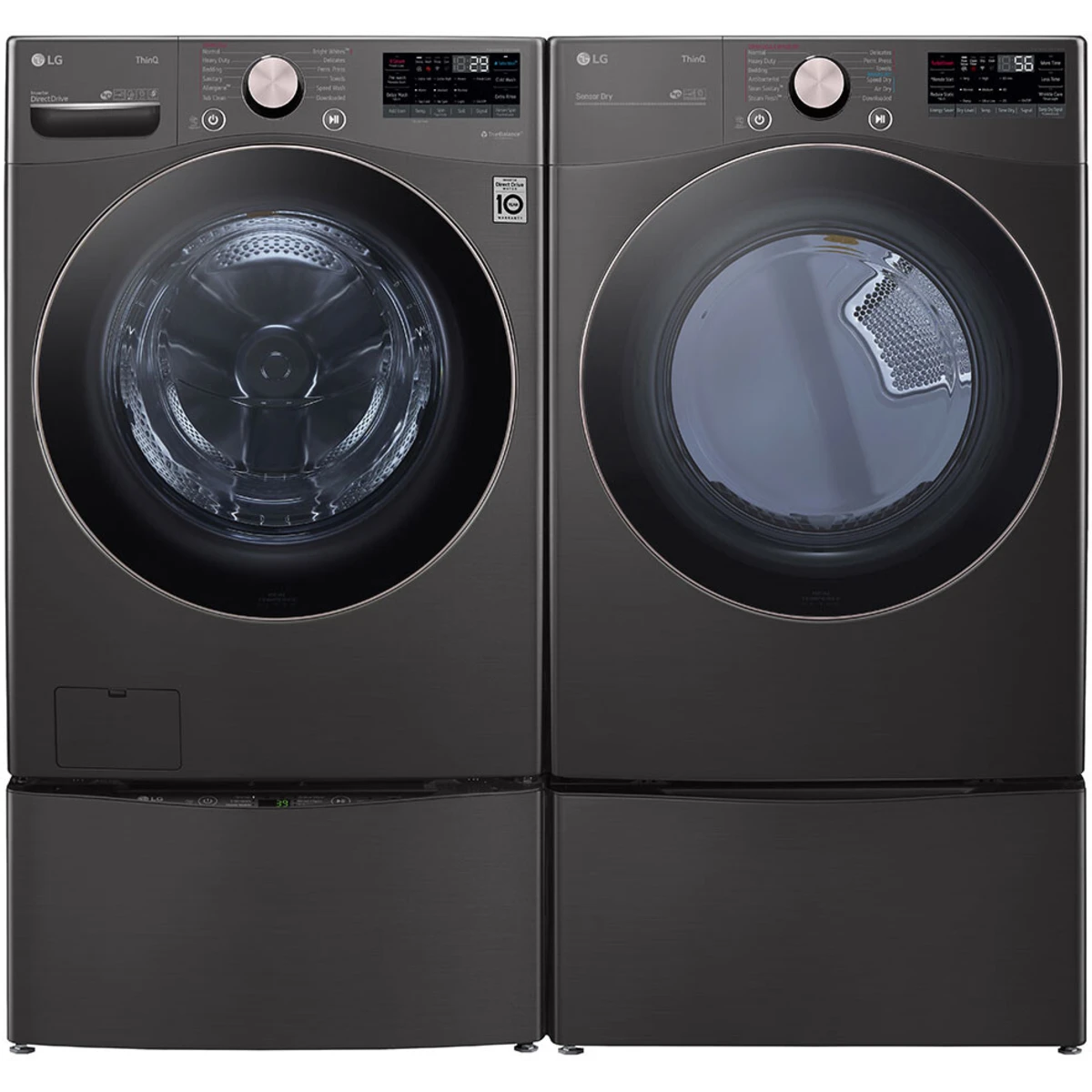 LG - DLGX4001B - 27 Inch Gas Smart Dryer with 7.4 Cu. Ft. Capacity, 12 Dryer Programs, Sensor Dry, Steam, Wrinkle Care, Dial-A-Cycle™, SteamSanitary™ and Energy Star Certified: Black Steel