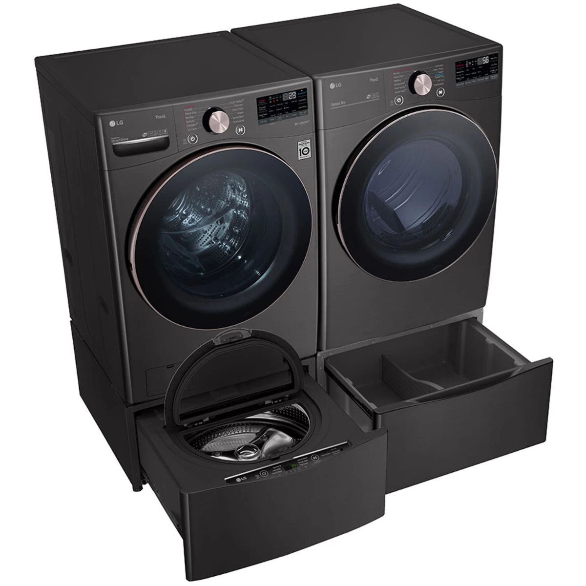 LG - DLGX4001B - 27 Inch Gas Smart Dryer with 7.4 Cu. Ft. Capacity, 12 Dryer Programs, Sensor Dry, Steam, Wrinkle Care, Dial-A-Cycle™, SteamSanitary™ and Energy Star Certified: Black Steel