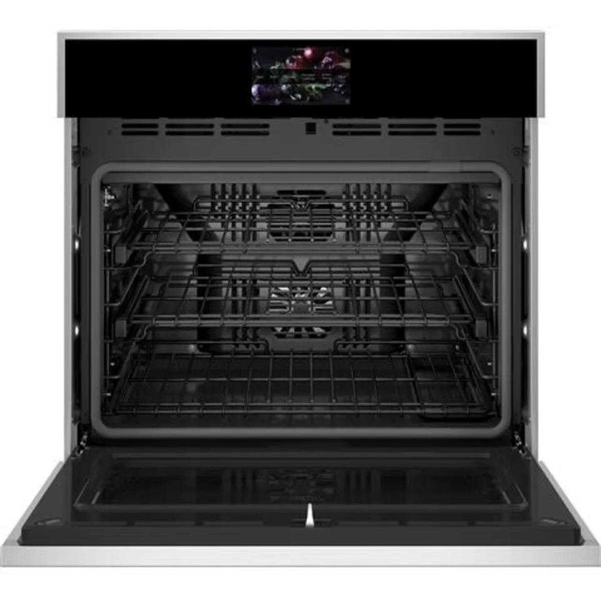 Monogram Minimalist Series - ZTSX1DSSNSS - 30 Inch Smart Electric Single Oven with 5 cu. ft. Capacity, Twin Fan Convection, Air Fry, 12 Cooking Modes, Voice-to-Open, Scan-To-Cook, Temperature Probe, Delay Bake, Self Clean, Sabbath Mode, and ADA Compliant