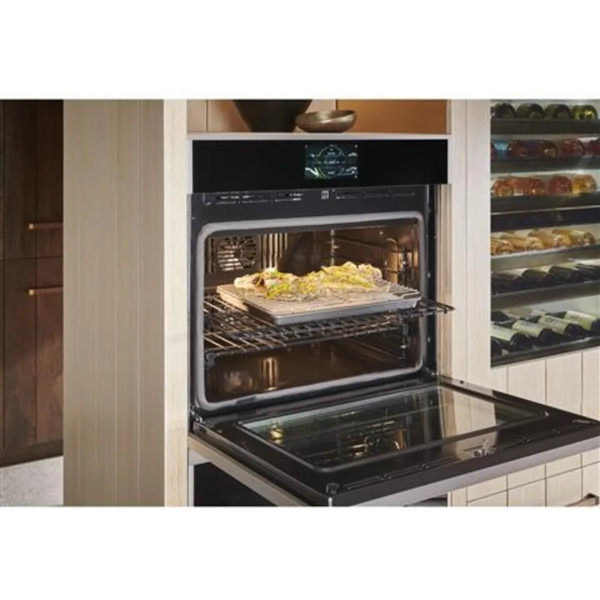 Monogram Minimalist Series - ZTSX1DSSNSS - 30 Inch Smart Electric Single Oven with 5 cu. ft. Capacity, Twin Fan Convection, Air Fry, 12 Cooking Modes, Voice-to-Open, Scan-To-Cook, Temperature Probe, Delay Bake, Self Clean, Sabbath Mode, and ADA Compliant